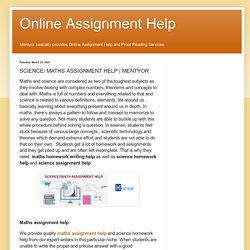 Online Assignment Help: SCIENCE/ MATHS ASSIGNMENT HELP