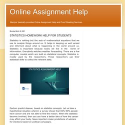 Online Assignment Help: STATISTICS HOMEWORK HELP FOR STUDENTS