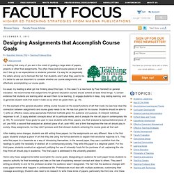 Designing Assignments that Accomplish Course Goals