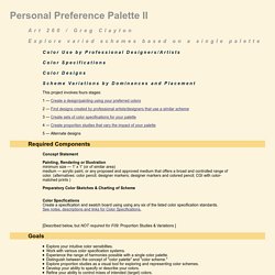 Assignments: Personal Prefs Palette II