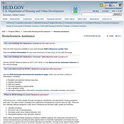 Homeless Assistance/U.S. Department of Housing and Urban Development (HUD)