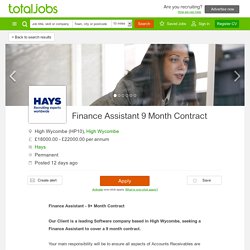 Finance Assistant 9 Month Contract