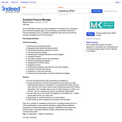 Assistant Finance Manager job - Martin Kemps - Aylesbury HP20