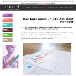 Que faire après un BTS Assistant Manager : Bachelor ESMAE