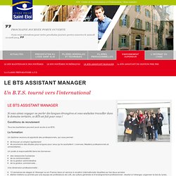 Le BTS Assistant Manager - Lycée Saint Eloi - Aix en Provence