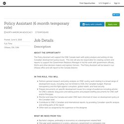 Policy Assistant (6 month temporary role)