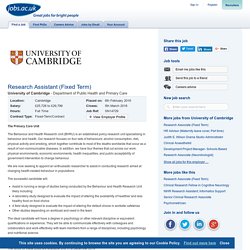Research Assistant (Fixed Term) at University of Cambridge