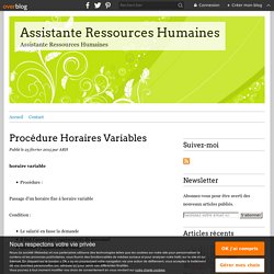 Procédure Horaires Variables - Assistante Ressources Humaines
