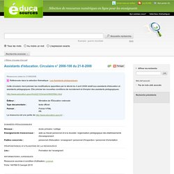 Assistants d'éducation. Circulaire n° 2008-108 du 21-8-2008