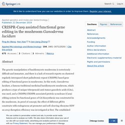 Appl Microbiol Biotechnol. 2020 Feb CRISPR-Cas9 Assisted Functional Gene Editing in the Mushroom Ganoderma Lucidum