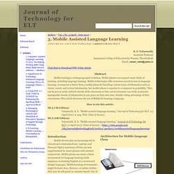 3. Mobile Assisted Language Learning - Journal of Technology for ELT