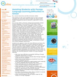 Assisting Students with Foreign Language Learning Difficulties in School