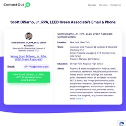 Scott DiSarno, Jr., RPA, LEED Green Associate's Email & Phone - Cushman & Wakefield (Formerly DTZ) - New York, New York
