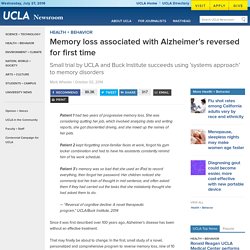 Memory loss associated with Alzheimer’s reversed for first time