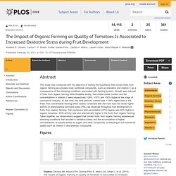 PLOS 20/02/13 The Impact of Organic Farming on Quality of Tomatoes Is Associated to Increased Oxidative Stress during Fruit Deve