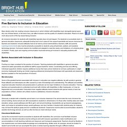 Five Barriers Associated with Inclusion Education