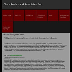 Cleve Rowley and Associates, Inc. - Technical/Engineer Jobs