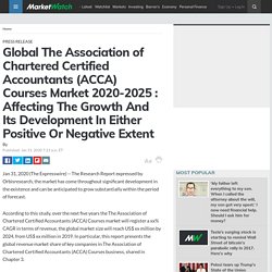 Global The Association of Chartered Certified Accountants (ACCA) Courses Market 2020-2025 : Affecting The Growth And Its Development In Either Positive Or Negative Extent