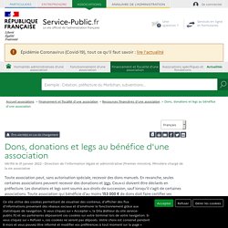 Dons, donations et legs au bénéfice d'une association - associations