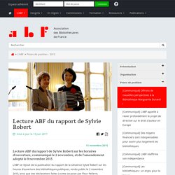 Lecture ABF du rapport de Sylvie Robert - Association des Bibliothécaires de France