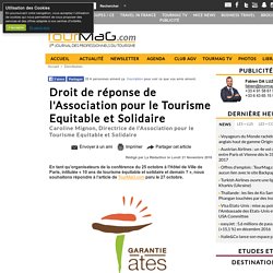 Droit de réponse de l'Association pour le Tourisme Equitable et Solidaire