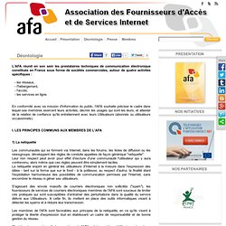AFA - Association des Fournisseurs d'Accès et de Services Internet - Déontologie