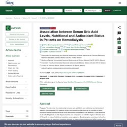 Association between Serum Uric Acid Levels, Nutritional and Antioxidant Status in Patients on Hemodialysis