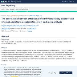 The association between attention deficit/hyperactivity disorder and internet addiction: a systematic review and meta-analysis