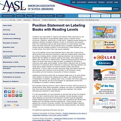 Position Statement on Labeling Books with Reading Levels