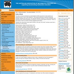 Units of Work / The Learning Federation / Activities and projects / Home - Australian Association of Mathematics Teachers