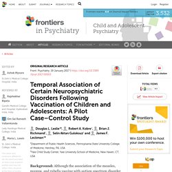 Temporal Association of Certain Neuropsychiatric Disorders Following Vaccination of Children and Adolescents: A Pilot Case–Control Study