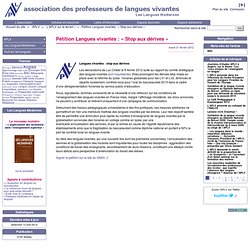 Pétition Langues vivantes : « Stop aux dérives »