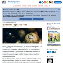 Histoire de l’âge de la Terre - Afis Science - Association française pour l’information scientifique