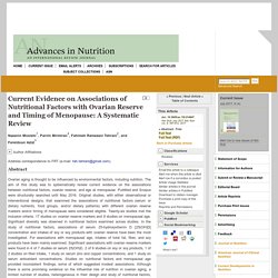 Current Evidence on Associations of Nutritional Factors with Ovarian Reserve and Timing of Menopause: A Systematic Review