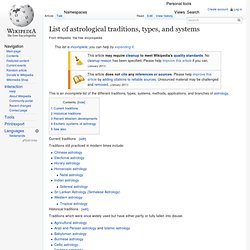 List of astrological traditions, types, and systems