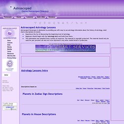 Astrology - Reference Menu - by Astroscoped