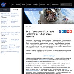 Be an Astronaut: NASA Seeks Explorers for Future Space Missions