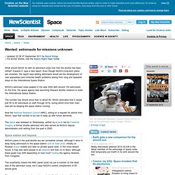 Wanted: astronauts for missions unknown - space - 07 September 2011