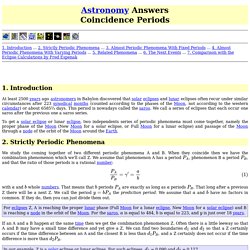Astronomy Answers: Coincidence Periods