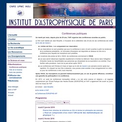 Institut d'Astrophysique de Paris - Manifestations Conférences