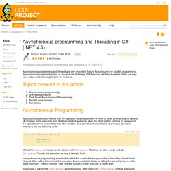 Asynchronous programming and Threading in C# (.NET 4.5)