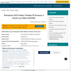 SAS Atelier Viandes Et Saveurs (Murat sur Vebre, 81320) : siret, TVA, adresse...