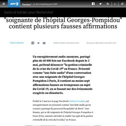 Attention, cette prétendue "fuite audio" d'une "soignante de l'hôpital Georges-Pompidou" contient plusieurs fausses affirmations