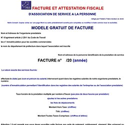 FACTURE ET ATTESTATION FISCALE D'ASSOCIATION DE SERVICE A LA PERSONNE