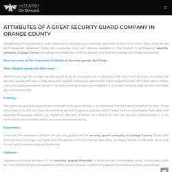 Attributes Of A Great Security Guard Company In Orange County