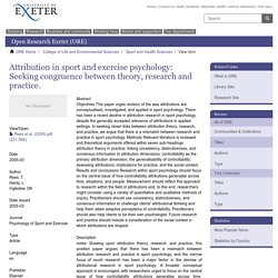 Attribution in sport and exercise psychology: Seeking congruence between theory, research and practice.