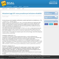 Attuazione Legge 107: nuove procedure per inclusione e disabilità