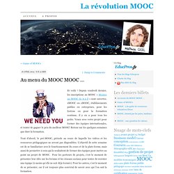 Au menu du MOOC MOOC …
