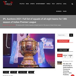 IPL Auctions 2021: Full list of squads of all eight teams for 14th season of Indian Premier League