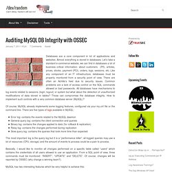 Auditing MySQL DB Integrity with OSSEC